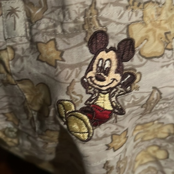 Vintage Disney Kids Button Down Shirt - Yellow Floral with Mickey - Picture 2 of 4